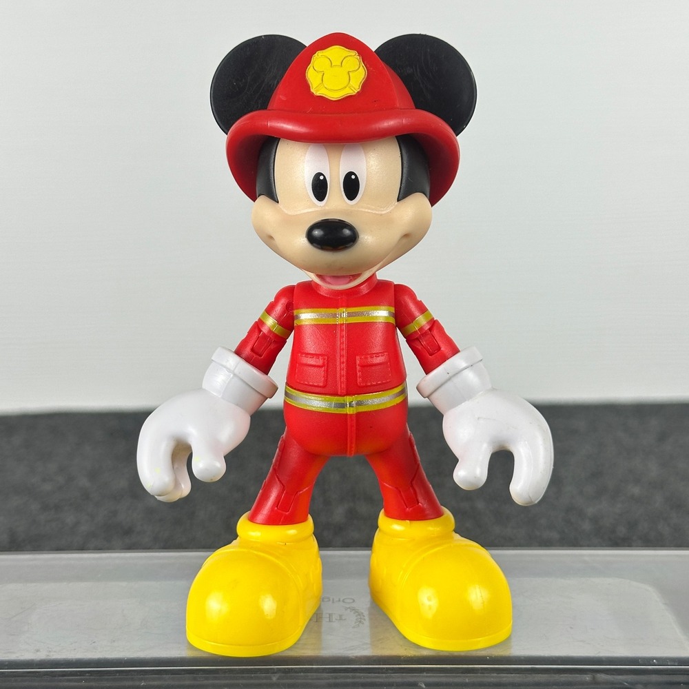 Disney Mickey Mouse Firefighter 6 Inch Articulated Action Figure Just Play Red - Picture 6 of 12